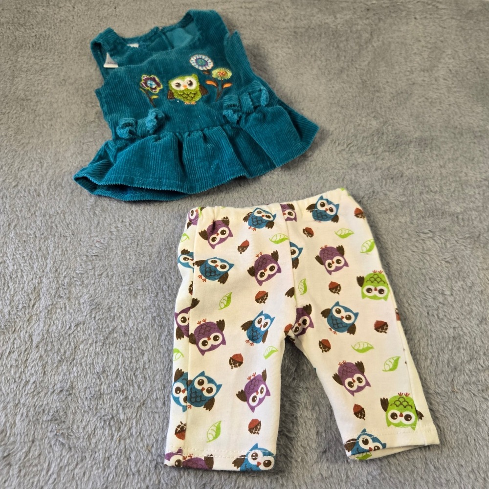 Cre8ions 18 Inch Doll Clothes Teal Corduroy Owl Tunic and Leggings Set